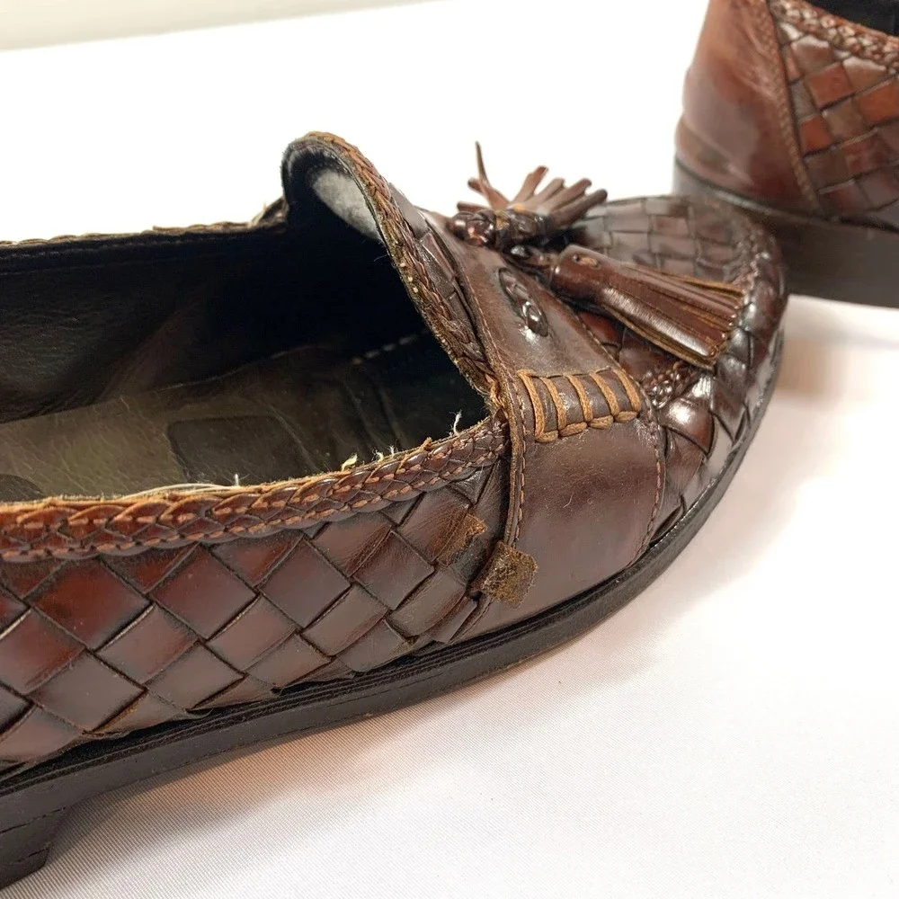 Bragano‎ Woven Leather tassel Loafer Shoes